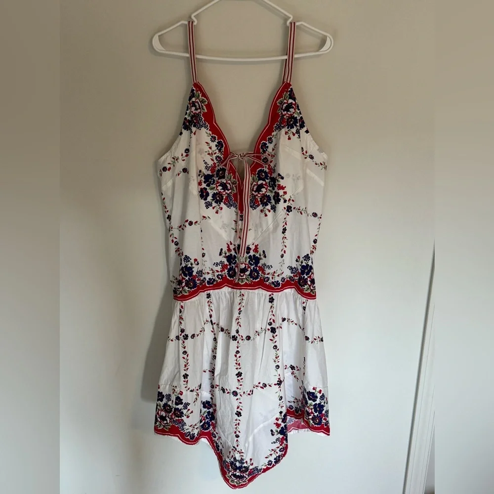 Anthropologie Celandine Plunge-neck Drop-waist Cotton midi Dress, Large - Picture 3 of 6